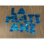 Set 10 Baloane din Folie Metalizata, Embo, Figurine Litere, Model La multi ani, Tema Aniversare, 40 cm, Ambalaj Individual, Pai Inclus,  Umflare cu Aer sau Heliu, Albastru - imagine 4