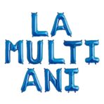 Set 10 Baloane din Folie Metalizata, Embo, Figurine Litere, Model La multi ani, Tema Aniversare, 40 cm, Ambalaj Individual, Pai Inclus,  Umflare cu Aer sau Heliu, Albastru