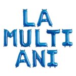 Set 10 Baloane din Folie Metalizata, Embo, Figurine Litere, Model La multi ani, Tema Aniversare, 40 cm, Ambalaj Individual, Pai Inclus,  Umflare cu Aer sau Heliu, Albastru