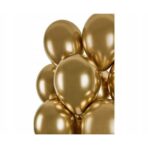 Set 10 Baloane din Latex Chrome, Embo, Model Party, 13 cm, Gold, 1 g - imagine 2