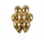 Set 10 Baloane din Latex Chrome, Embo, Model Party, 13 cm, Gold, 1 g - imagine 3