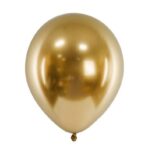 Set 10 Baloane din Latex Chrome, Embo, Model Party, 13 cm, Gold, 1 g - imagine 5