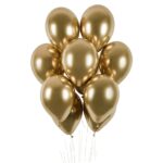 Set 10 Baloane din Latex Chrome, Embo, Model Party, 13 cm, Gold, 1 g