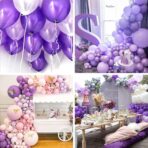 Set 10 Baloane din Latex Chrome, Embo, Model Party, 23 cm, Diferite Nuante Mov, 2.2 g - imagine 3