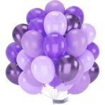 Set 10 Baloane din Latex Chrome, Embo, Model Party, 23 cm, Diferite Nuante Mov, 2.2 g - imagine 5