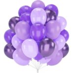 Set 10 Baloane din Latex Chrome, Embo, Model Party, 23 cm, Diferite Nuante Mov, 2.2 g