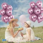 Set 10 Baloane din Latex Chrome, Embo, Model Party, 23 cm, Mov, 2.2 g - imagine 2