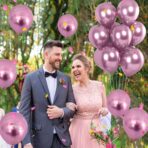 Set 10 Baloane din Latex Chrome, Embo, Model Party, 23 cm, Mov, 2.2 g - imagine 3