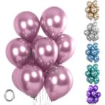 Set 10 Baloane din Latex Chrome, Embo, Model Party, 23 cm, Mov, 2.2 g - imagine 4