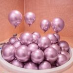 Set 10 Baloane din Latex Chrome, Embo, Model Party, 23 cm, Mov, 2.2 g - imagine 5