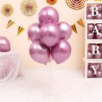 Set 10 Baloane din Latex Chrome, Embo, Model Party, 23 cm, Mov, 2.2 g - imagine 6
