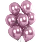Set 10 Baloane din Latex Chrome, Embo, Model Party, 23 cm, Mov, 2.2 g