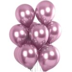 Set 10 Baloane din Latex Chrome, Embo, Model Party, 23 cm, Mov, 2.2 g