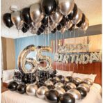 Set 10 Baloane din Latex Chrome, Embo, Model Party, 23 cm, Negru Argintiu, 2.2 g - imagine 3
