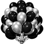 Set 10 Baloane din Latex Chrome, Embo, Model Party, 23 cm, Negru Argintiu, 2.2 g - imagine 8
