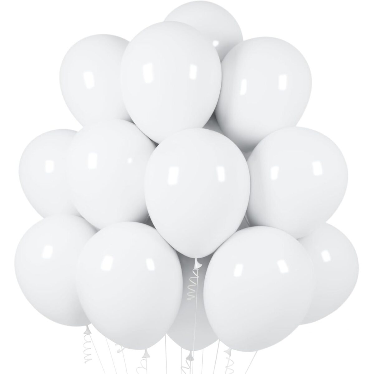 Set 10 Baloane din Latex, Embo, Model Party, 13 cm, 1 g, Alb - imagine 2