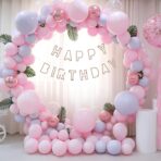 Set 10 Baloane din Latex, Embo, Model Party, 13 cm, 1 g, Roz - imagine 3