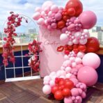 Set 10 Baloane din Latex, Embo, Model Party, 13 cm, 1 g, Roz - imagine 4