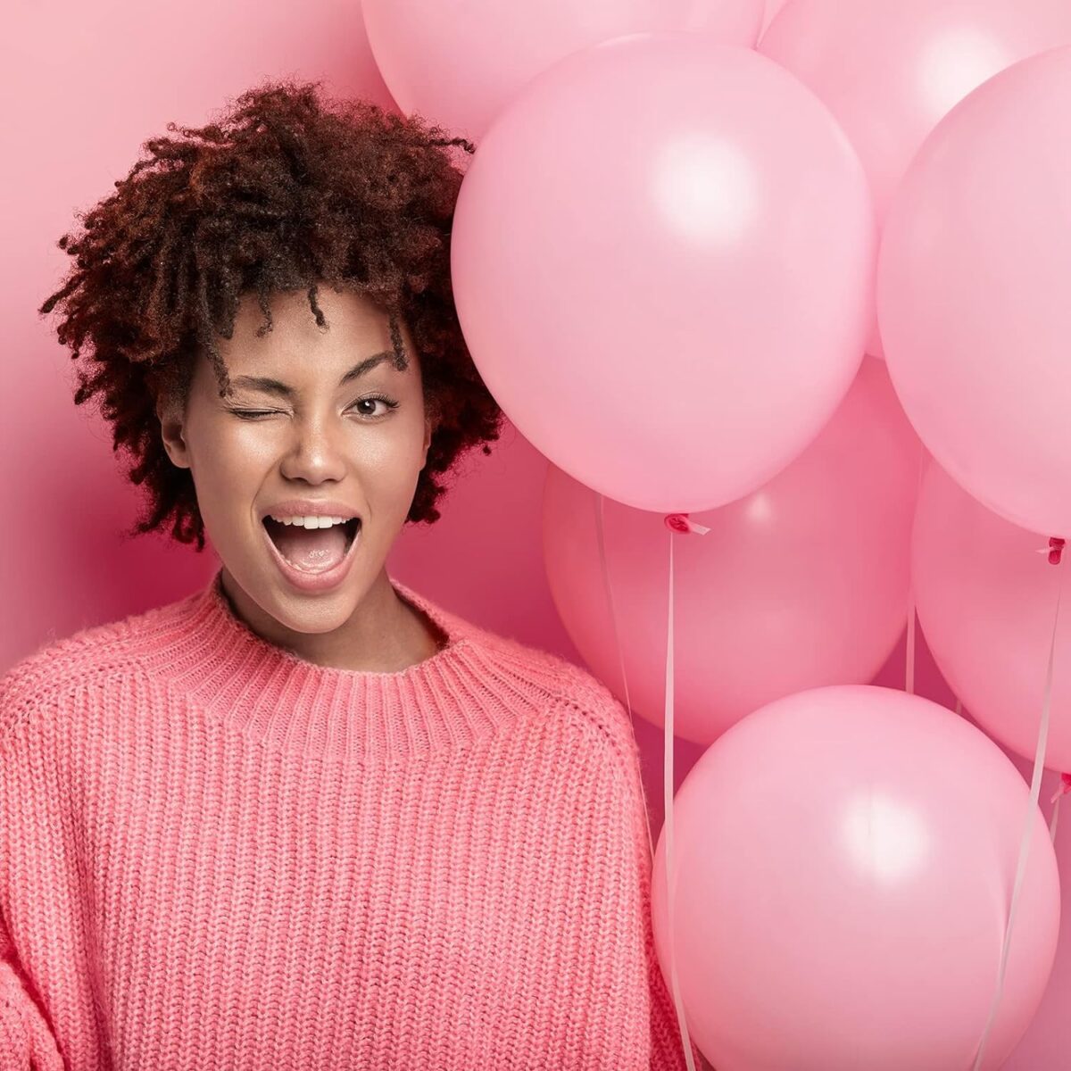 Set 10 Baloane din Latex, Embo, Model Party, 13 cm, 1 g, Roz - imagine 5