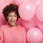 Set 10 Baloane din Latex, Embo, Model Party, 13 cm, 1 g, Roz - imagine 5