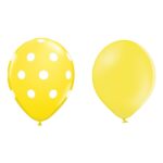 Set 10 Baloane din Latex, Embo, Model Party cu Buline si Simple, 30 cm, Galben, 2.8 g