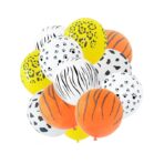 Set 10 Baloane din Latex, Embo, Model Party Animal Print, 3x Portocaliu, 3x Galben, 4x Alb, 23 cm, 1.4g