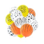Set 10 Baloane din Latex, Embo, Model Party Animal Print, 3x Portocaliu, 3x Galben, 4x Alb, 23 cm, 1.4g