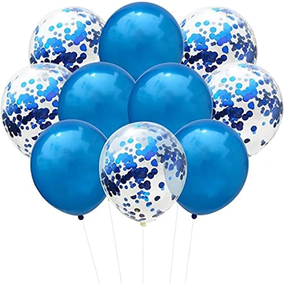 Set 10 Baloane din Latex, Embo, Model Party Confetti, 5 x Confetti, 5 x Albastru, 25 cm, 2.2g - imagine 3