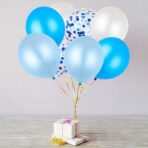 Set 10 Baloane din Latex, Embo, Model Party Confetti, 5 x Confetti, 5 x Albastru, 25 cm, 2.2g - imagine 5