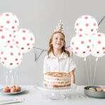 Set 10 Baloane din Latex, Embo, Model Party cu Buline, 30 cm, Alb si Rosu, 2.8 g - imagine 3