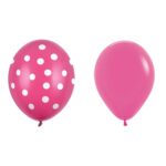 Set 10 Baloane din Latex, Embo, Model Party cu Buline si Simple, 30 cm, Fucsia, 2.8 g