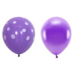 Set 10 Baloane din Latex, Embo, Model Party cu Buline si Simple, 30 cm, Mov, 2.8 g