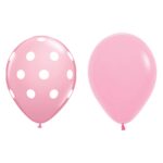 Set 10 Baloane din Latex, Embo, Model Party cu Buline si Simple, 30 cm, Roz, 2.8 g