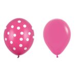 Set 10 Baloane din Latex, Embo, Model Party cu Buline si Simple, 30 cm, Fucsia, 2.8 g - imagine 4