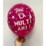 Set 10 Baloane din Latex, Embo, Model Party, La Multi Ani, 23 cm, Roz, 2.2 g - imagine 2
