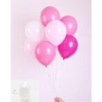 Set 10 Baloane din Latex Metalizate, Embo, Model Party, 23 cm, Alb si Roz, 2.2 g - imagine 2