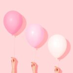Set 10 Baloane din Latex Metalizate, Embo, Model Party, 23 cm, Alb si Roz, 2.2 g - imagine 3