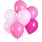 Set 10 Baloane din Latex Metalizate, Embo, Model Party, 23 cm, Alb si Roz, 2.2 g - imagine 4