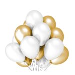 Set 10 Baloane din Latex Metalizate, Embo, Model Party, 5x Alb, 5x Nude, 23 cm, 2.2 g