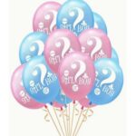 Set 10 Baloane din Latex, Embo, Model Party Gender Reveal, 30 cm, Roz Albastru