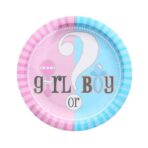 Set 10 Farfurii Gender Reveal, Embo, Girl or Boy, din Carton, 22.8 cm, Roz/Albastru