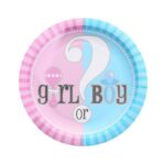 Set 10 Farfurii Gender Reveal, Embo, Girl or Boy, din Carton, 22.8 cm, Roz/Albastru
