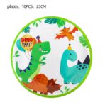 Set 10 Farfurii de Carton Happy Birthday, Embo, 23 cm, Tematica Aniversare, Model Dinozauri, Multicolor - imagine 4