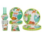 Set 10 Farfurii de Carton Happy Birthday, Embo, 23 cm, Tematica Aniversare, Model Dinozauri, Multicolor - imagine 5