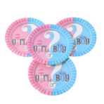 Set 10 Farfurii Gender Reveal, Embo, Girl or Boy, din Carton, 22.8 cm, Roz/Albastru - imagine 6