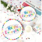 Set 10 Farfurii Happy Everyday, Embo, 17 cm, din Hartie 300 g, Multicolor - imagine 2