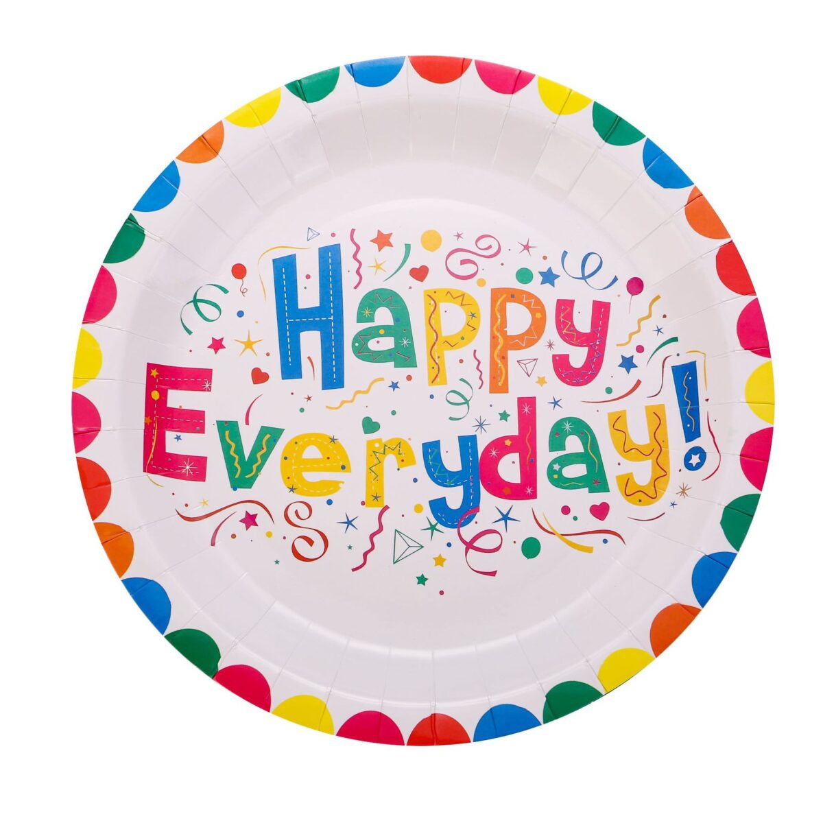 Set 10 Farfurii Happy Everyday, Embo, 17 cm, din Hartie 300 g, Multicolor - imagine 3