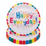 Set 10 Farfurii Happy Everyday, Embo, 23 cm, din Hartie 300 g, Multicolor