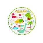 Set 10 Farfurii Petrecere, Embo, Colectia Dino Park, 17 cm Diametru, din Carton, Multicolor