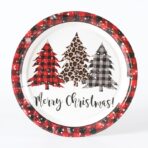 Set 10 Farfurii Unica Folosinta, Embo, 18 cm, Model Brazi de Craciun, Multicolor - imagine 4